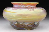 Black Bottom Phaenomen Vase by Loetz, All set against lemon yellow glass background, offered Jun 2016