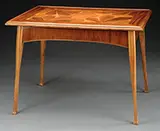Majorelle, Art Nouveau Marquetry Desk, Fitted with a plate glass top