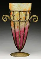 Blown-Out Jades and Wrought-Iron Vase by Schneider, offered Jun 2016