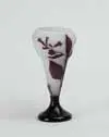 Cameo Vase by Galle, Cameo decoration of amethyst leaves and blossoms over clear frosted glass, offered May 2003