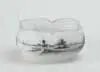 Daum, Enameled Bowl, Enameled decoration of a windmill and sailing ships on a chipped ice background