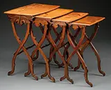 Art Nouveau Marquetry Set of Quattro Tables by Galle, offered Jun 2017