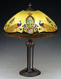 Handel, Reverse Painted Peacock Lamp