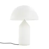Vico Magistretti, 'ATOLLO 237' TABLE LAMP FOR OLUCE, Cylindrical body with conical apex and hemispherical shade in opalescent glass