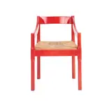 Vico Magistretti, ‘CARIMATE' ARMCHAIR FOR STENDIG, Red lacquered timber frame with rush seat