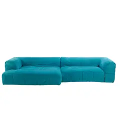 Cini Boeri, 'STRIPS' MODULAR SOFA FOR ARFLEX, Teal woven textile upholstery in quilted manner