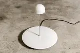 Vico Magistretti, 'NEMEA' TABLE LIGHT FOR ARTEMIDE, Painted metal base acts as a diffuser for down light. Chrome metal stem and porcelain shade