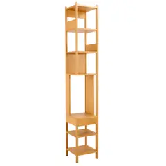 'LUNGANGOLO' STORAGE FOR KARAKTER by Achille Castiglioni, In oiled oak finish. Slender pillars support square shelves and single drawer. Originally produced by Bernini, sold Mar 2026