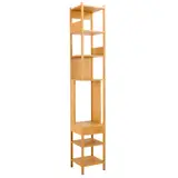 Achille Castiglioni, 'LUNGANGOLO' STORAGE FOR KARAKTER, In oiled oak finish. Slender pillars support square shelves and single drawer. Originally produced by Bernini