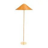 Paavo Tynell, 'MODEL 9602' FLOOR LAMP FOR GUBI, Willow wicker shade and wrapped stem with brass base and apex
