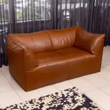 Mario Bellini, 'BIBAMBOLA' SOFA FOR B & B ITALIA, Featuring a two seat sofa in brown leather and an interchangeable red fabric cover