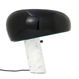 'SNOOPY' TABLE LAMP FOR FLOS by Achille & Pier Giacomo Castiglioni, Black enamelled metal shade with glass diffuser on white Carrara marble base, sold Nov 2025