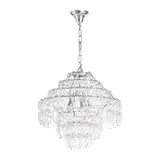 Angelo Mangiarotti, 'GIOGALI' CHANDELIER FOR VISTOSI, Chromed metal frame with multiple tiers of Murano glass links