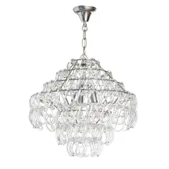 Angelo Mangiarotti, 'GIOGALI' CHANDELIER FOR VISTOSI, Chromed metal frame with multiple tiers of Murano glass links