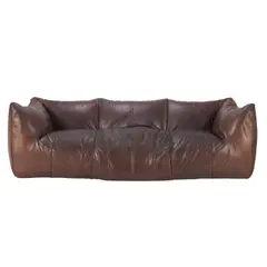 Mario Bellini, 'LE BAMBOLE' THREE SEAT SOFA FOR B&B ITALIA, Naturalistic form upholstered in plush brown leather on load-bearing structure. Manufacturer stamp to underside