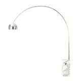 'ARCO' FLOOR LAMP FOR FLOS by Achille & Pier Giacomo Castiglioni, Carrara marble block base with satin-finish stainless steel telescopic stem and aluminium adjustable reflector, sold May 2025