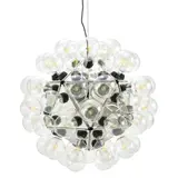 Achille Castiglioni, 'TARAXACUM 88' FOR FLOS, Geodesic sphere structure of 20 polished chrome triangles with sockets for 60 clear bulbs. Inspired by the bloom of a dandelion