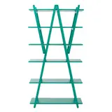 Vico Magistretti, 'NUVOLA ROSSA' BOOKCASE FOR CASSINA, Folding wooden A-frame supports six shelves in all over matte finish green lacquer