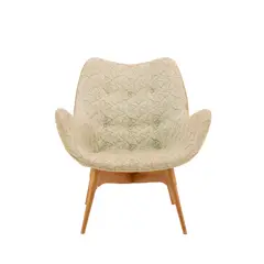 Grant Featherston, B210 CONTOUR CHAIR, Original upholstery over plywood shell with out swept tapered legs. Stamped to frame