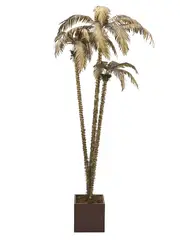 Maison Jansen, PALM TREE, Brass leaves and stem decoration in a lacquered wood square form planter