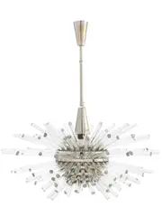 Bakalowits, & SOHNE MIRACLE 3317 CHANDELIER, Clear cut crystal rods with chromed metal and polished steel fittings