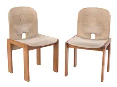 SET OF TEN MODEL 121 DINING CHAIRS FOR CASSINA by Afra & Tobia Scarpa, Original fabric upholstery over plywood. Walnut legs with original Cassina stickers present to underside. Will need to b, sold Apr 2023