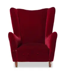 Paolo Buffa, WINGED ARMCHAIR, Original wine coloured velvet upholstery