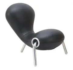 Marc Newson, EMBRYO CHAIR FOR IDEE, Reupholstered by IDEE in Japan in brand new black neoprene. Aluminium, and polished metal
