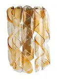Toni Zuccheri, PAIR OF TORCIGLIONE WALL LIGHTS FOR MAZZEGA, Textured art glass in clear and amber tones with metal fittings
