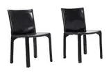 Mario Bellini, PAIR OF 412 CAB CHAIRS FOR CASSINA, Black leather, metal, and plastic