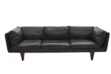 Illum Wikkelso, 'MODEL V11' SOFA FOR HOLGER CHRISTIANSEN, Quality black leather upholstery on solid rosewood feet