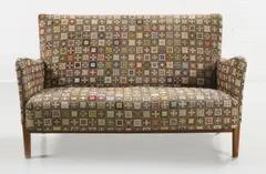 SETTEE by Fritz Hansen, Tapestry upholstery with velour back and sides, sold Jun 2021