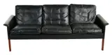Hans Olsen, MODEL '500' THREE SEAT SOFA, Black leather on wooden frame