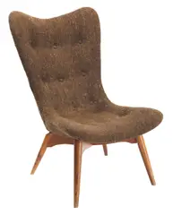 Grant Featherston, R152 CHAIR, Brown fleck button backed upholstery
