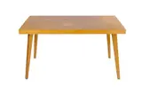 Douglas Snelling, DINING SETTING OF TABLE & SIX CHAIRS, Chairs re-webbed in mint fabric (signed)