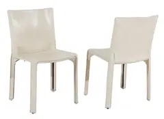 SET OF EIGHT '412 CAB' CHAIRS FOR CASSINA by Mario Bellini, White leather on metal frame, sold Nov 2019
