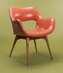 'A310' CHAIR by Grant Featherston, Original red / orange vinyl upholstery, sold Jul 2019