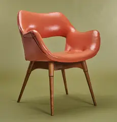 'A310' CHAIR by Grant Featherston, Original red / orange vinyl upholstery, sold Jul 2019