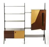 Ico Parisi, ITALIAN WALL UNIT, Lacquered shelving and bar