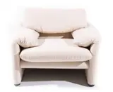 'MARALUNGA' ARMCHAIR by Vico Magistretti, Cream fabric, sold Nov 2018
