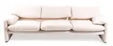 'MARALUNGA' THREE SEAT SOFA by Vico Magistretti, Cream fabric, sold Nov 2018