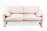 'MARALUNGA' TWO SEAT SOFA by Vico Magistretti, Cream fabric, sold Nov 2018