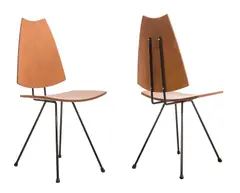 PAIR OF CHAIRS DESIGNED FOR THE BOURKE STREET TEA HOUSE by Clement Meadmore, Plywood on metal frame, sold Jul 2017