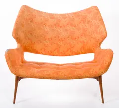BS231H SETTEE by Grant Featherston, In original orange upholstery, sold Nov 2016