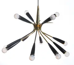 Stilnovo, BRASS TWELVE BRANCH CEILING LIGHT