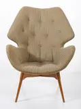Grant Featherston, B230 CONTOUR CHAIR, Checkered upholstery
