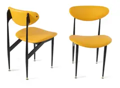 EIGHT SCAPE CHAIRS FOR ARISTOC by Grant Featherston, Yellow leather and metal, sold Apr 2016