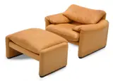 Vico Magistretti, MARALUNGA SINGLE ARMCHAIR AND OTTOMAN FOR CASSINA