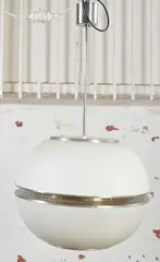 Ceiling light by Ignazio Gardella, Brushed metal with frosted glass, satin finish, sold Nov 2015