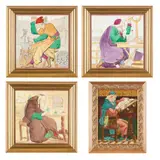 Mintons, THREE FRAMED 'MEDIEVAL OCCUPATIONS' TILES, CIRCA 1870, 1870, earthenware